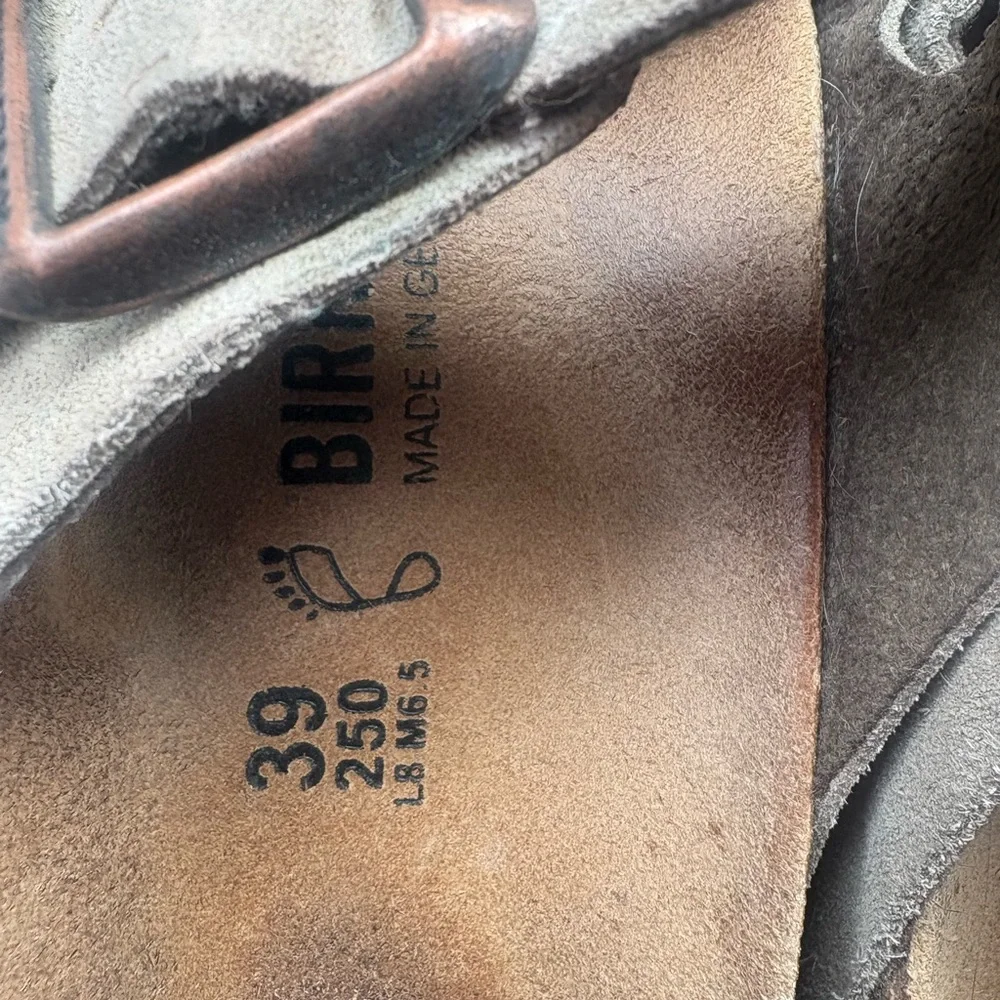 Birkenstock Taupe Suede Two-Strap Sandals - 39 - Picture 4 of 6